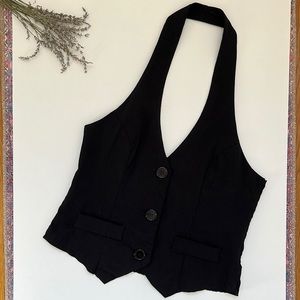 2B Clothing Fitted Vest / Waistcoat Size Medium Stretch Corset Tuxedo Style Top